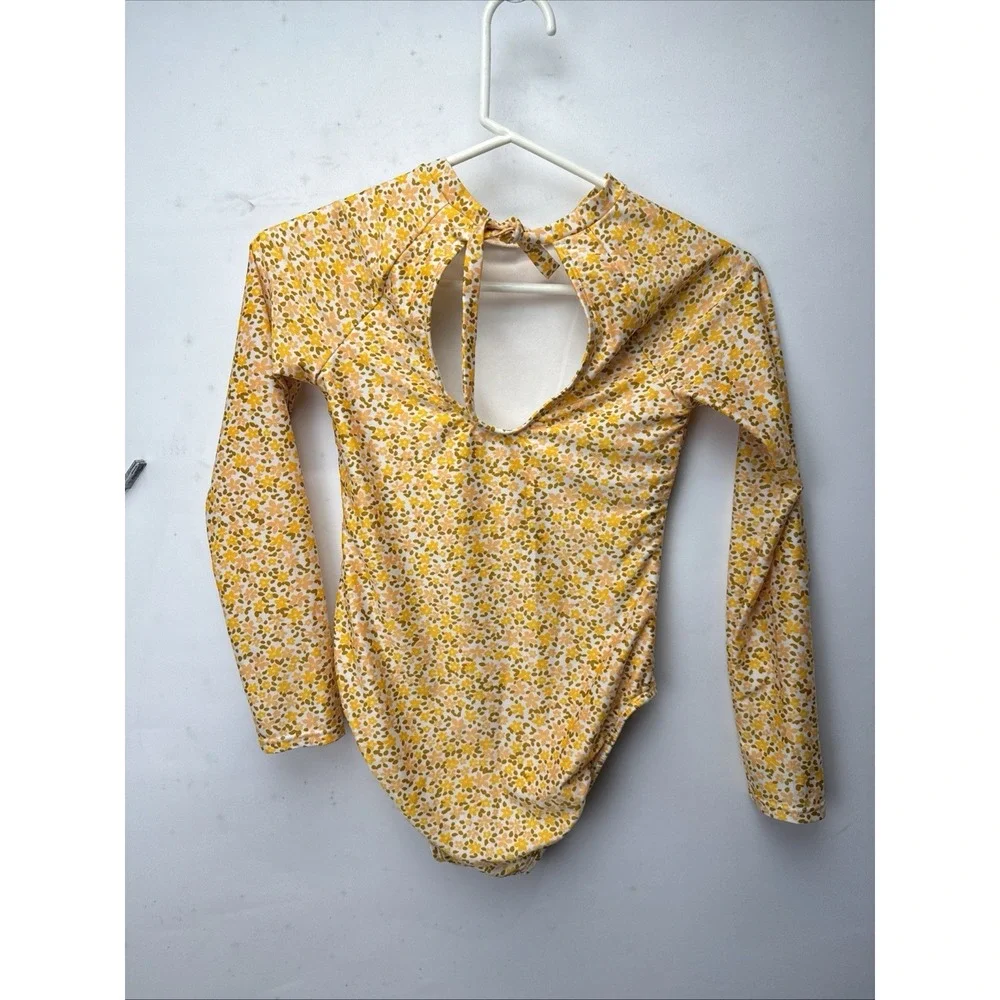ART CLASS KIDS Girl's Black Floral Zip Up‎ Long Sleeve Swimsuit SIZE L 10/12